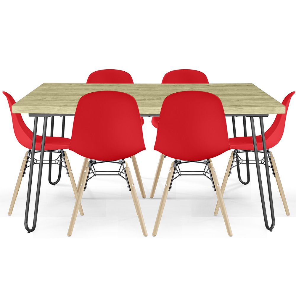 Pack Table Hairpin (90x150 cm) + 6 Chaises de Salle à Manger Nórdicas Skögur image 8