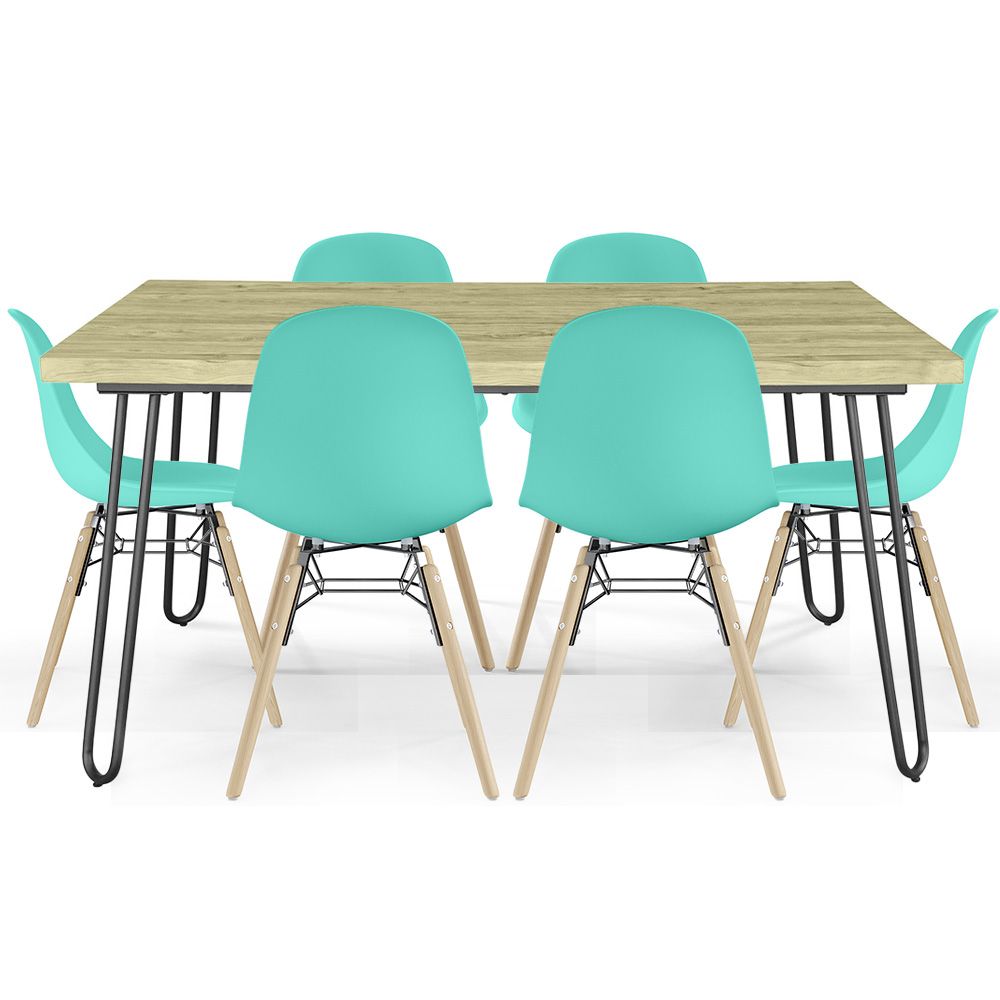 Pack Table Hairpin (90x150 cm) + 6 Chaises de Salle à Manger Nórdicas Skögur image 8