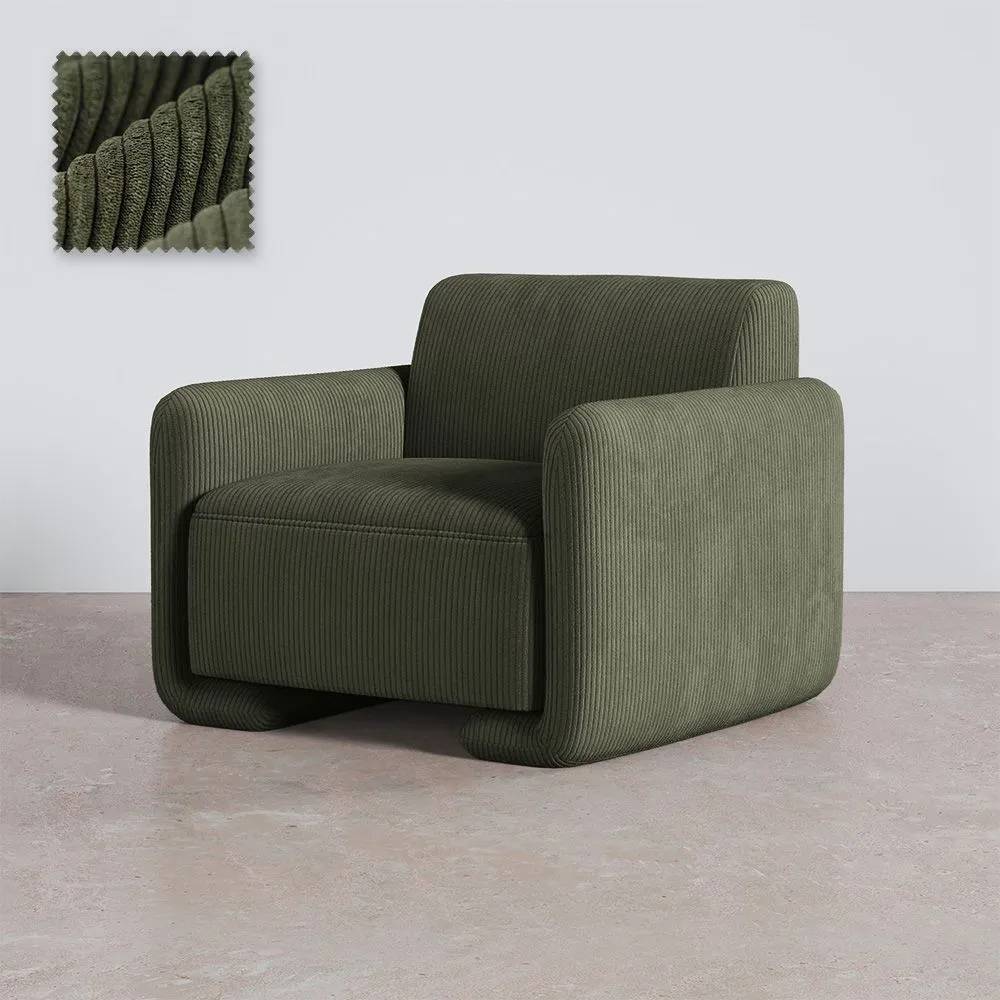 Fauteuil Rembourré En Velours Côtelé – Design Moderne - November image 8