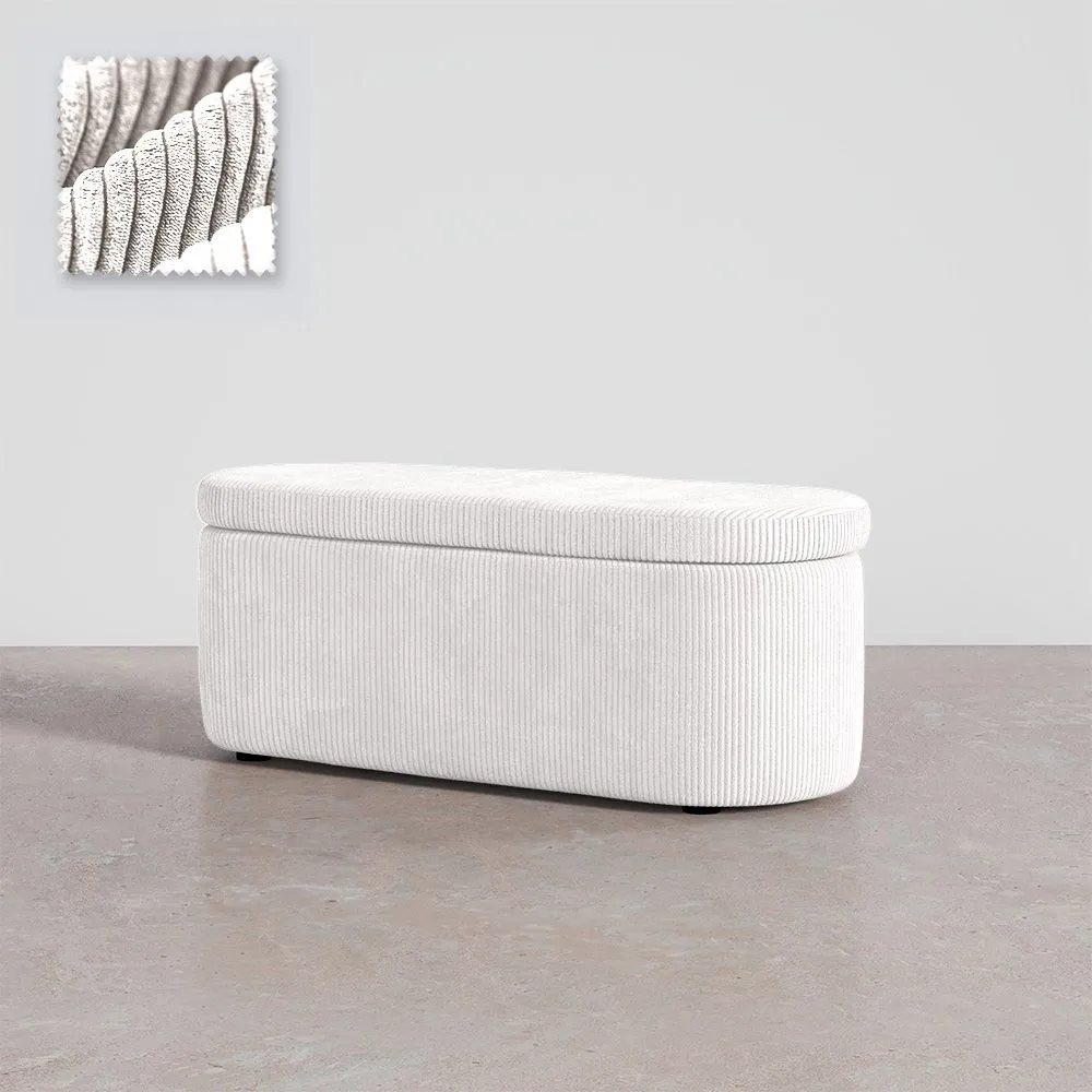 Banc Avec Rangement Interne Rembourré En Tissu Velours Côtelé - Eiren image 8
