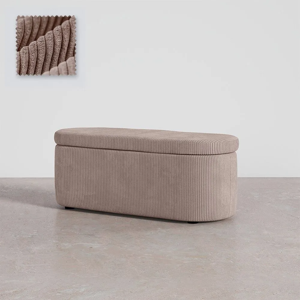 Banc Avec Rangement Interne Rembourré En Tissu Velours Côtelé - Eiren image 8