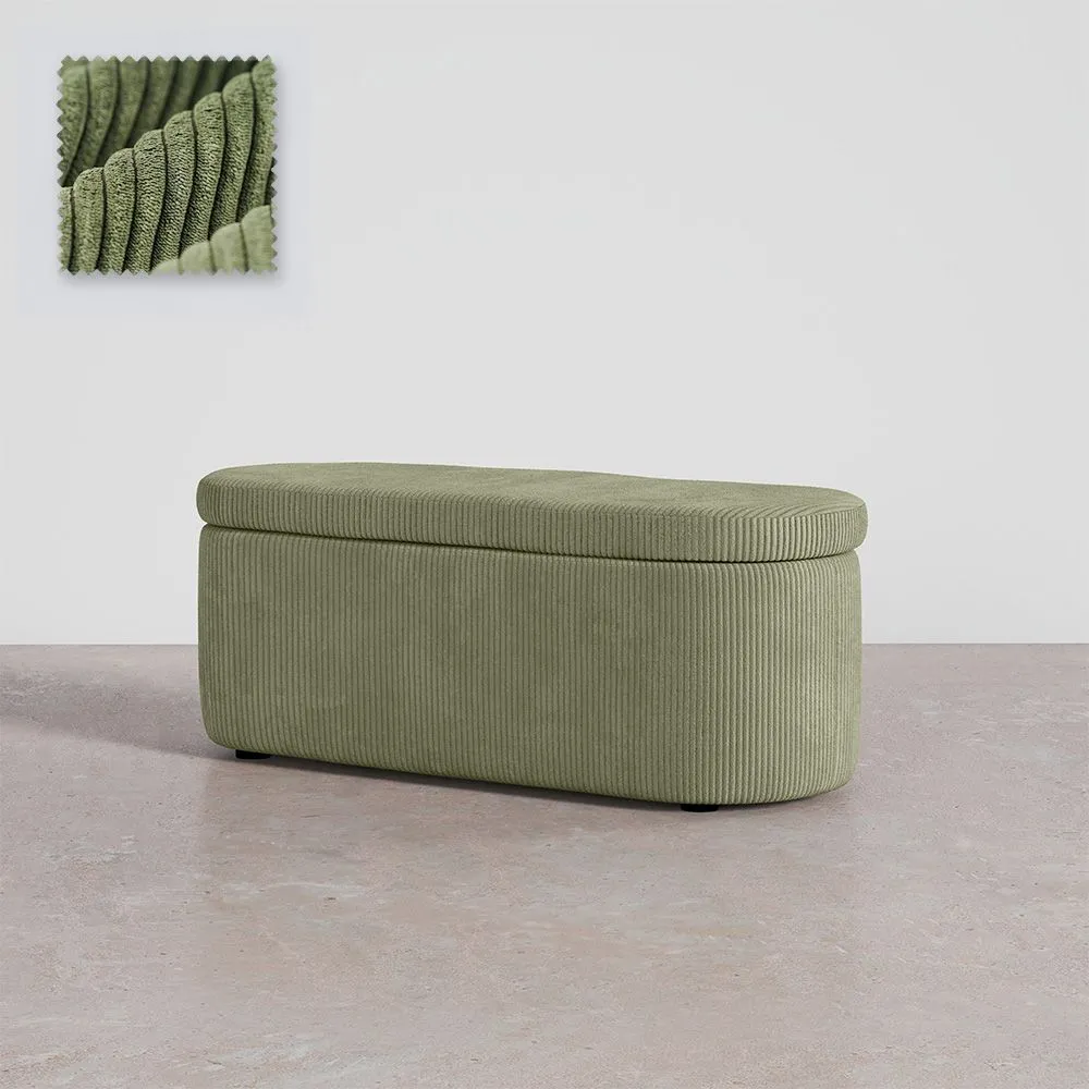 Banc Avec Rangement Interne Rembourré En Tissu Velours Côtelé - Eiren image 8