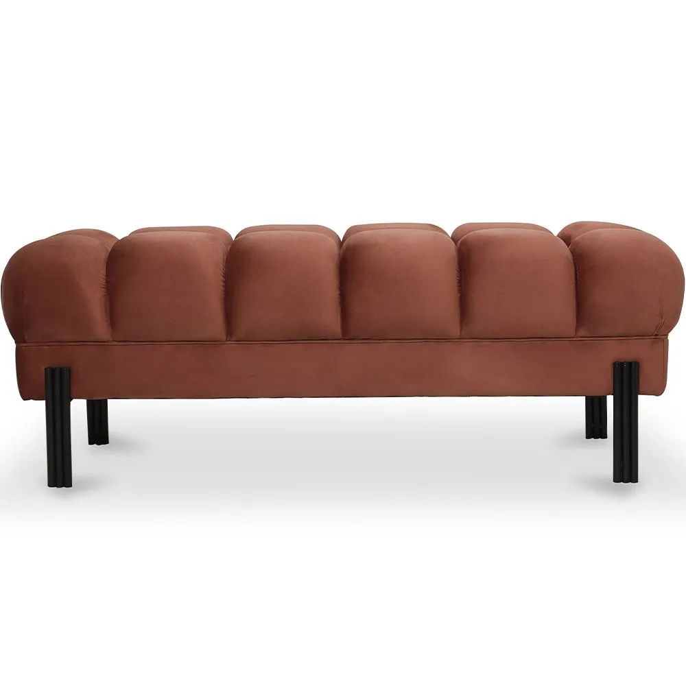 Banc de style Chesterfield tapissé en velours avec pieds en fer - Hamptons image 8