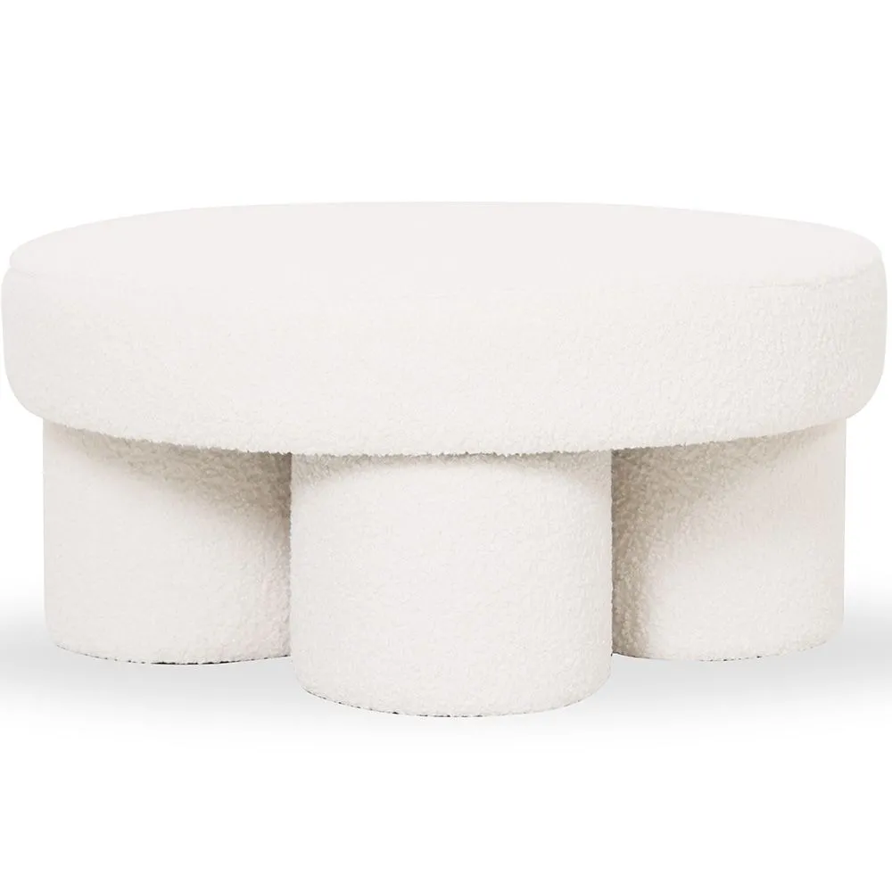 Ottoman Design En Bouclé Blanc – Table Basse Moderne - Sera image 8