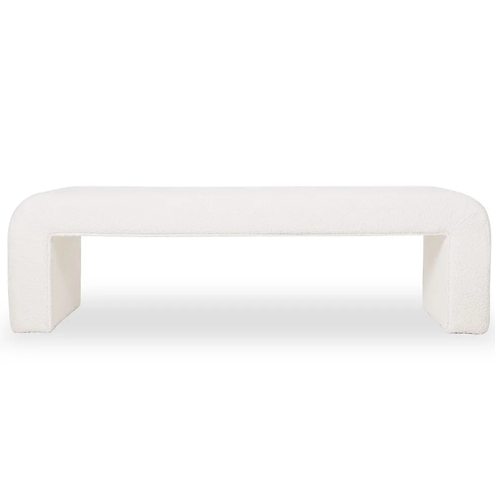 Banc Rembourré En Tissu Bouclé Blanc - Moderne Élégant Minimaliste - Karla image 8