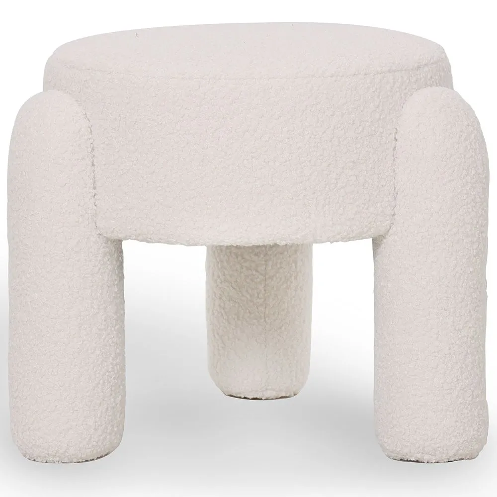 Tabouret Rembourré En Tissu Bouclé Blanc Cassé – Assise Moderne Pour Salon Et Chambre - Boreta image 8