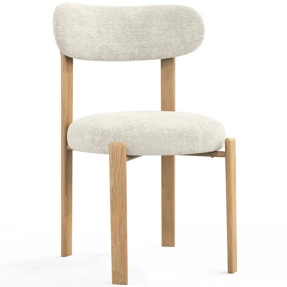 Chaise de salle à manger Chenille rembourrée - Pieds effet Chêne - Design ergonomique et moderne - Okare image 8