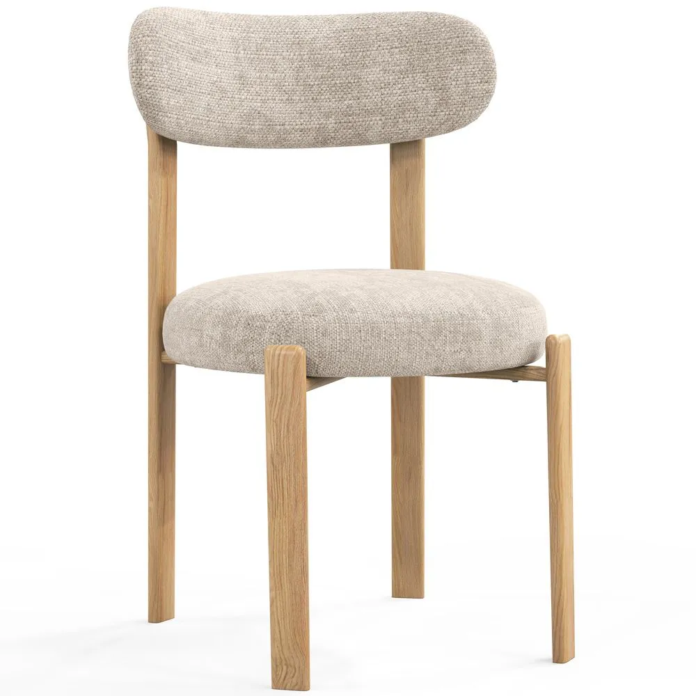 Chaise de salle à manger Chenille rembourrée - Pieds effet Chêne - Design ergonomique et moderne - Okare image 8
