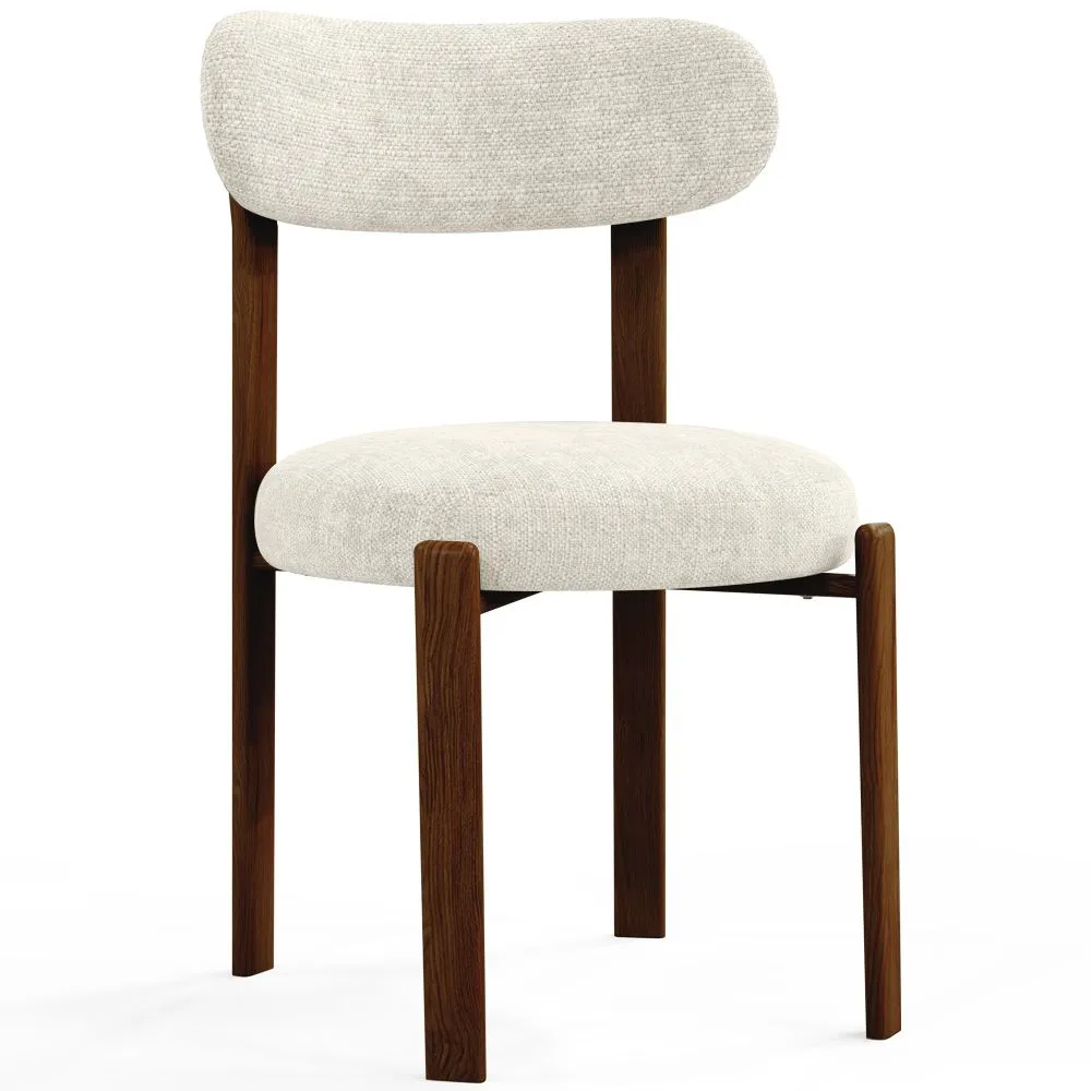 Chaise de salle à manger rembourrée en Chenille – Pieds effet bois foncé – Design ergonomique et moderne – Okare image 8