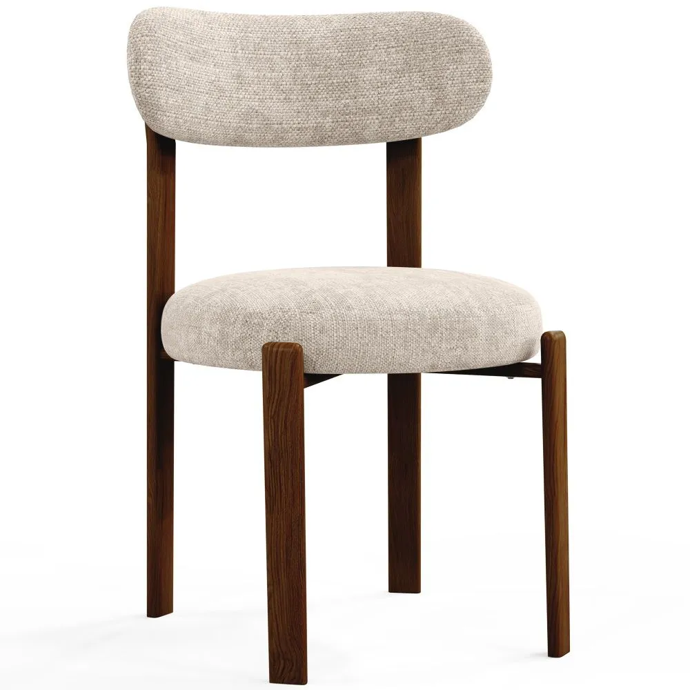 Chaise de salle à manger rembourrée en Chenille – Pieds effet bois foncé – Design ergonomique et moderne – Okare image 8