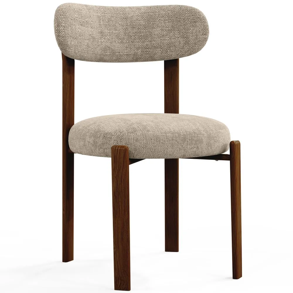 Chaise de salle à manger tapissée en lin – Pieds effet bois foncé – Design ergonomique et moderne – Okare image 8