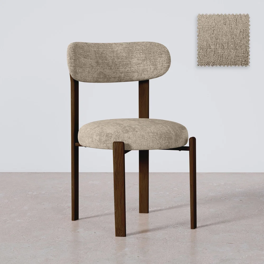 Chaise de salle à manger rembourrée en Chenille – Pieds effet bois foncé – Design ergonomique et moderne – Okare image 8