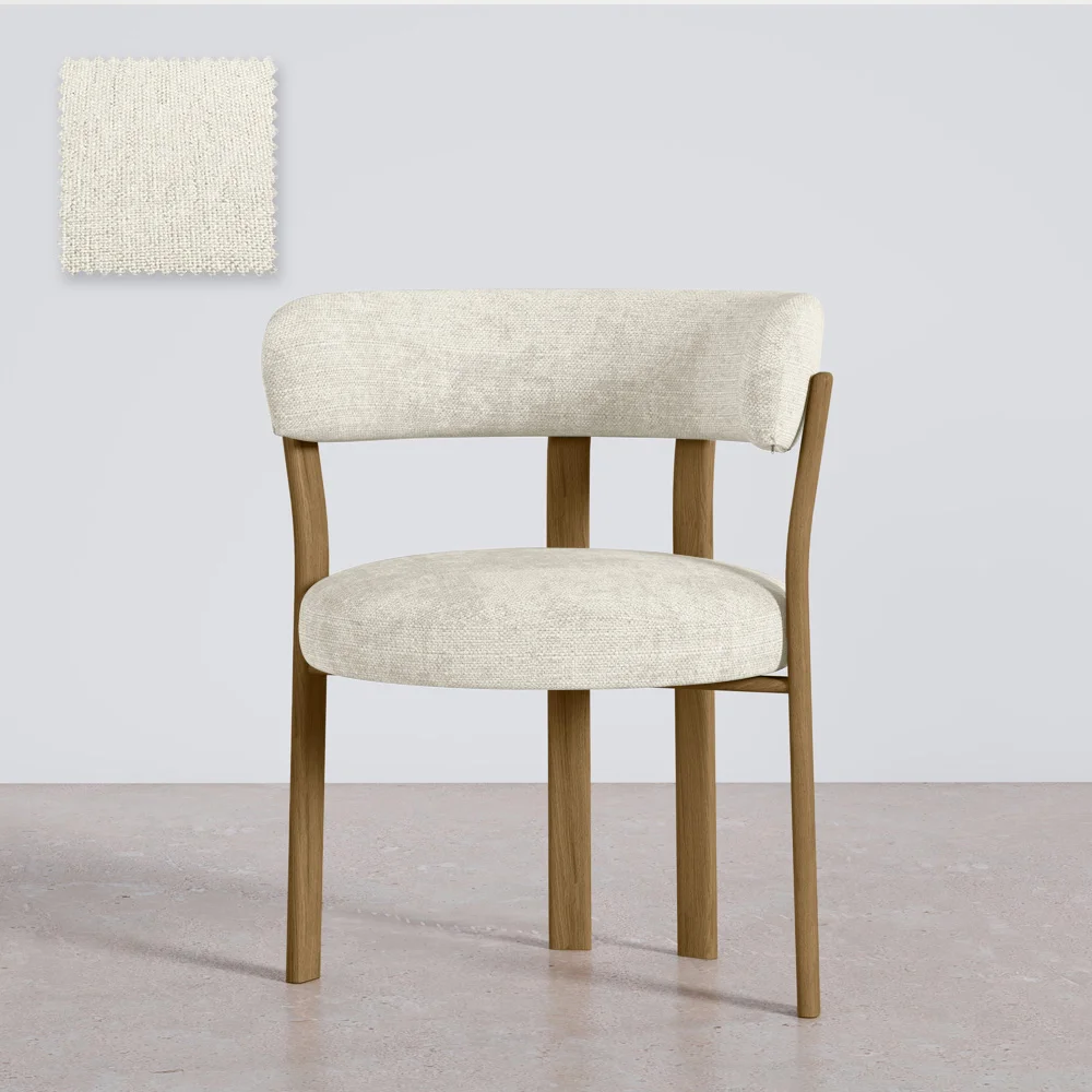 Fauteuil de <em>salle de séjour</em> avec <em>accoudoirs</em> <em>rembourrés</em> en Chenille – <em>Pieds</em> effet chêne – <em>Design ergonomique</em> et moderne – Okare image 8