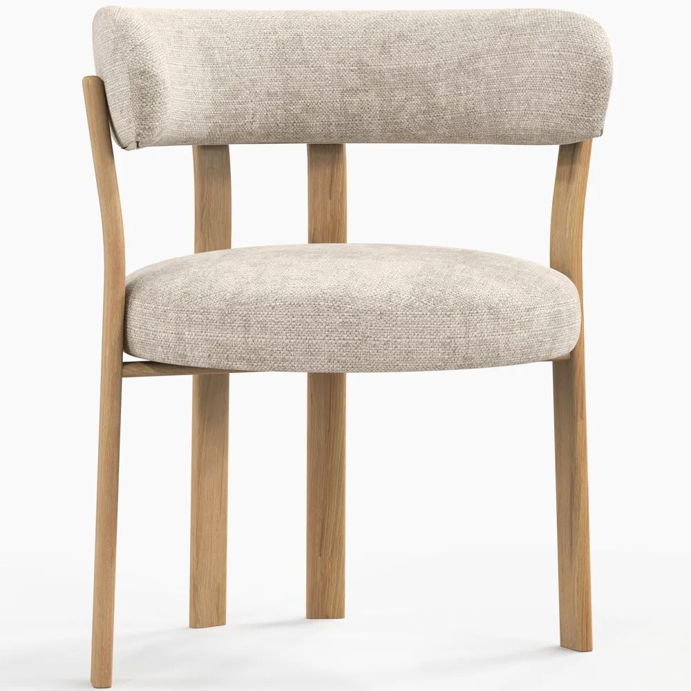 Fauteuil de <em>salle de séjour</em> avec <em>accoudoirs</em> <em>rembourrés</em> en Chenille – <em>Pieds</em> effet chêne – <em>Design ergonomique</em> et moderne – Okare image 8