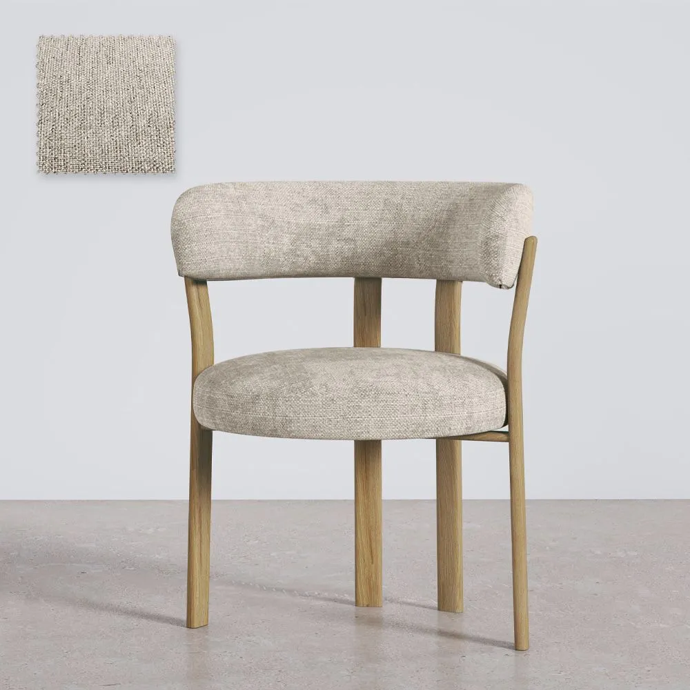 Fauteuil de <em>salle de séjour</em> avec <em>accoudoirs</em> <em>rembourrés</em> en Chenille – <em>Pieds</em> effet chêne – <em>Design ergonomique</em> et moderne – Okare image 8