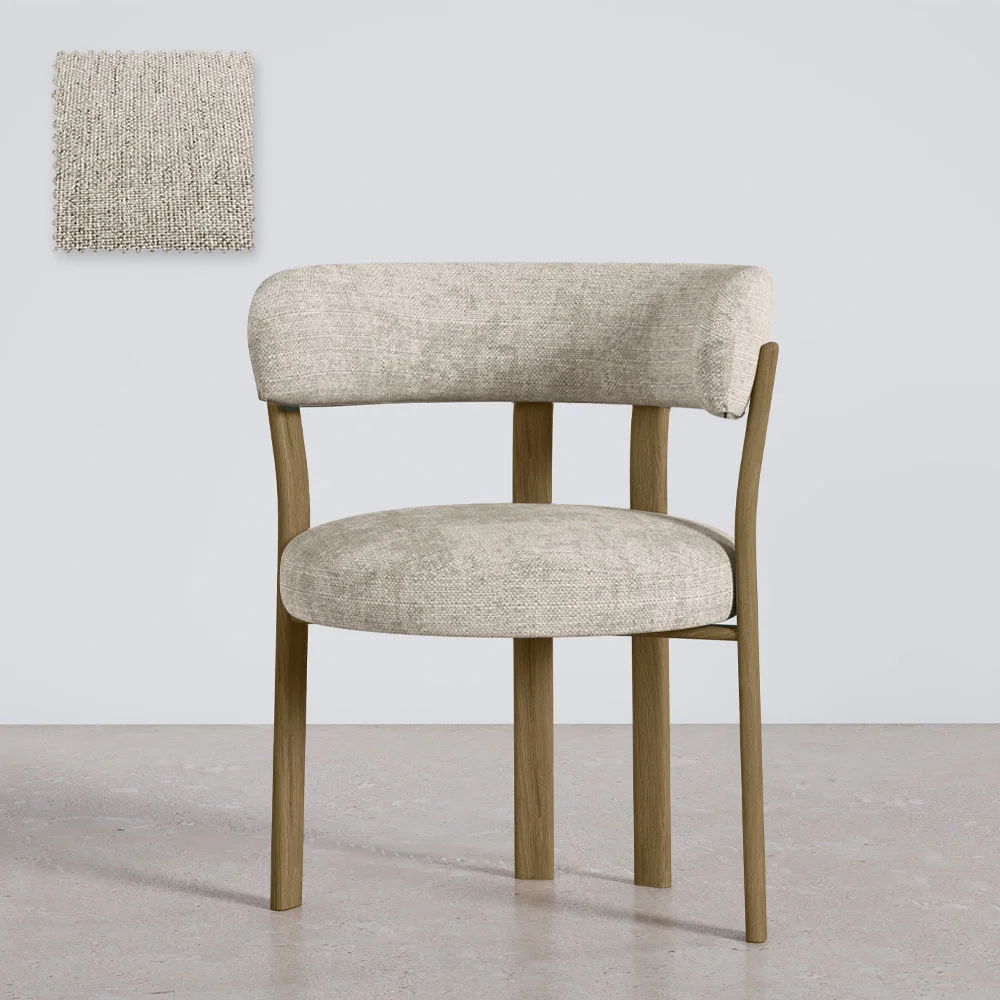 Fauteuil de <em>salle de séjour</em> avec <em>accoudoirs</em> <em>rembourrés</em> en Chenille – <em>Pieds</em> effet chêne – <em>Design ergonomique</em> et moderne – Okare image 8