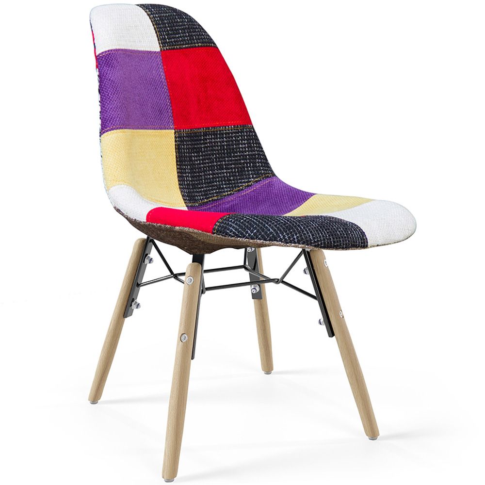 Chaise de Salle à Manger - Tissu Patchwork - Design Scandinave et Pieds en Bois - Skögur image 8