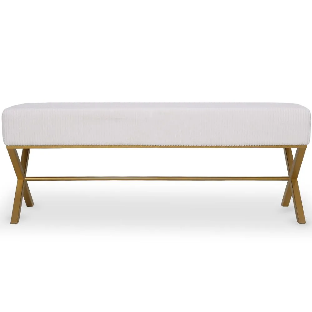 Banc Rembourré En Tissu Velours Avec Structure En Métal Doré - Vovi image 8
