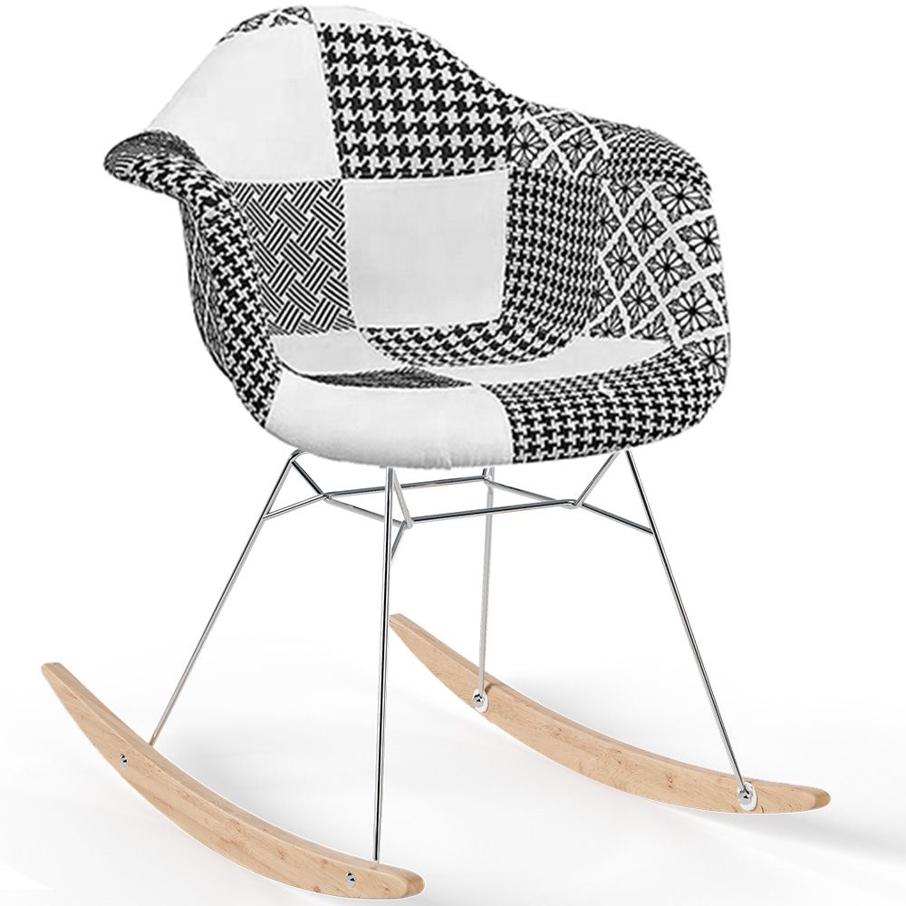 Chaise à bascule style Nordic Patchwork – Rembourrée en Tissu – Patchwork Sam  image 8