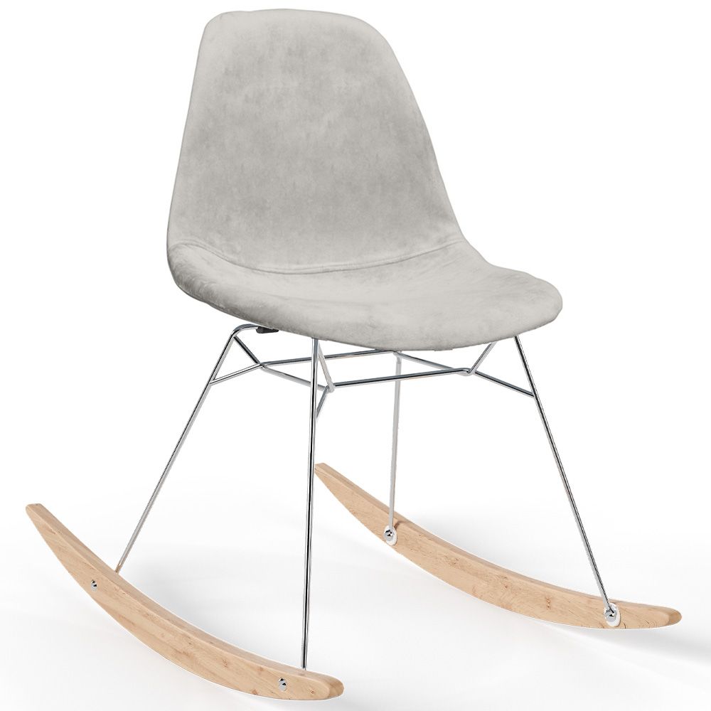 Chaise à bascule moderne en tissu rembourré pour adultes - Pieds en acier et bois - Skögur image 8