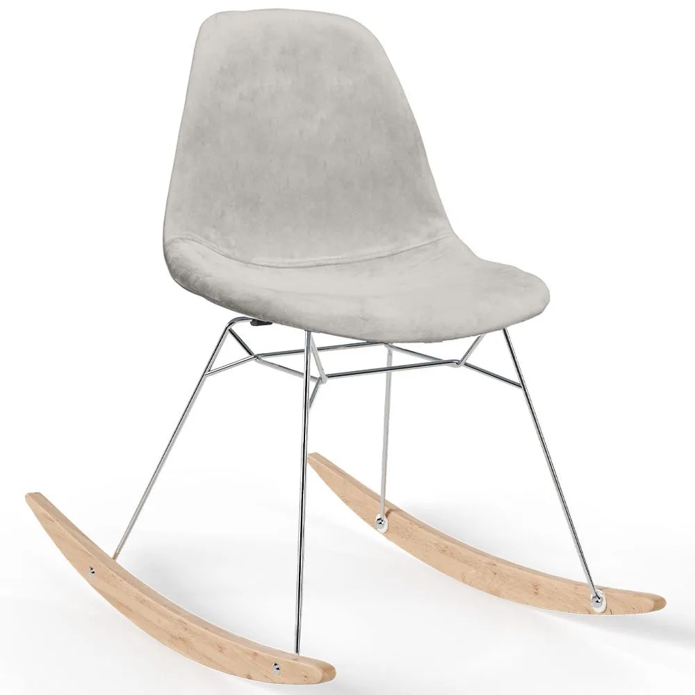 Chaise à bascule moderne en tissu rembourré pour adultes - Pieds en acier et bois - Skögur image 8