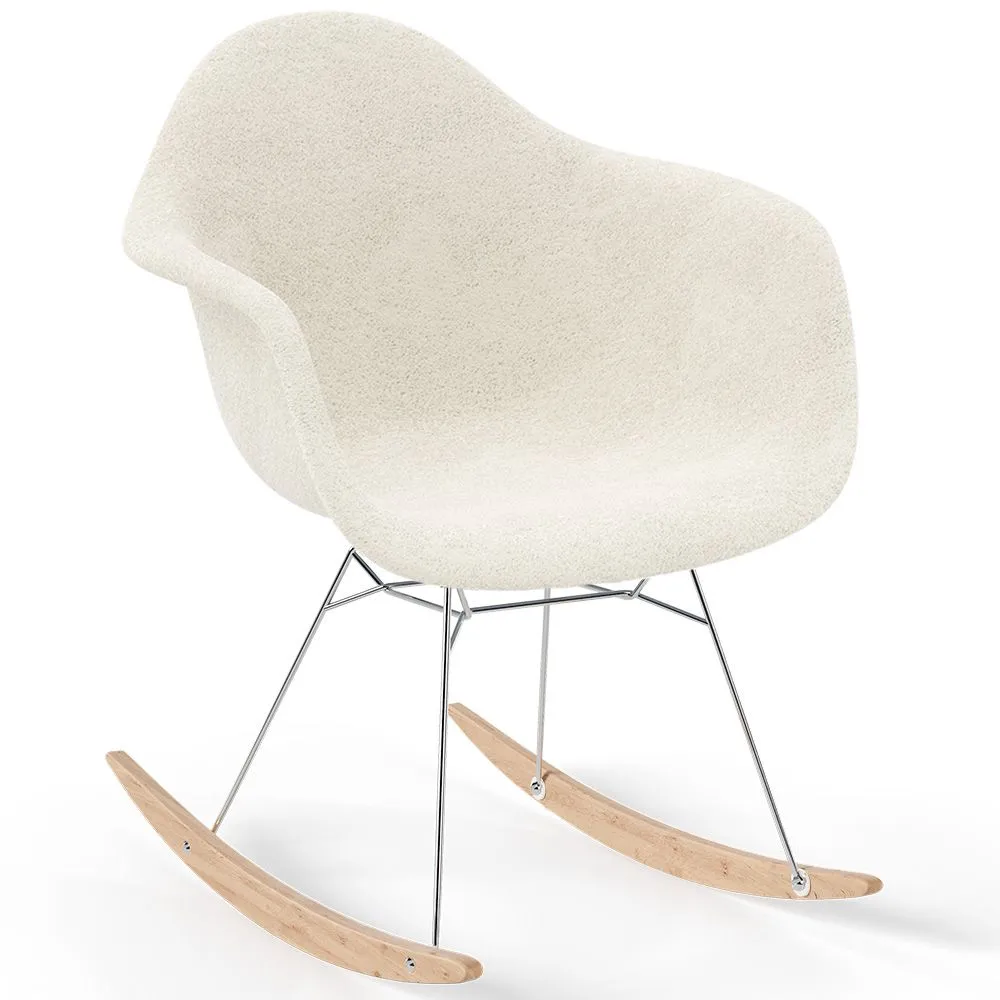 Chaise à bascule Bouclé avec accoudoirs – Design scandinave avec acier et bois - Nordika image 8