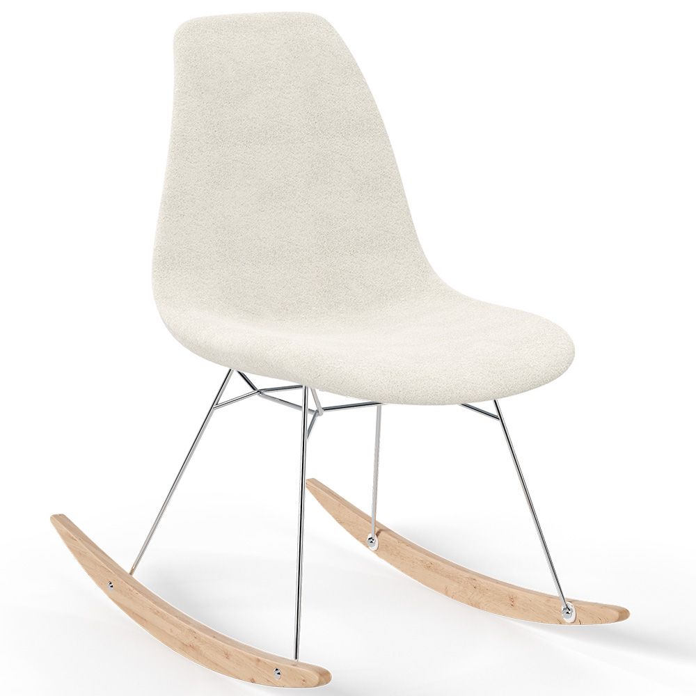 Chaise à bascule Minimaliste Bouclé – Style Nordic avec base en bois et acier - Skögur image 8