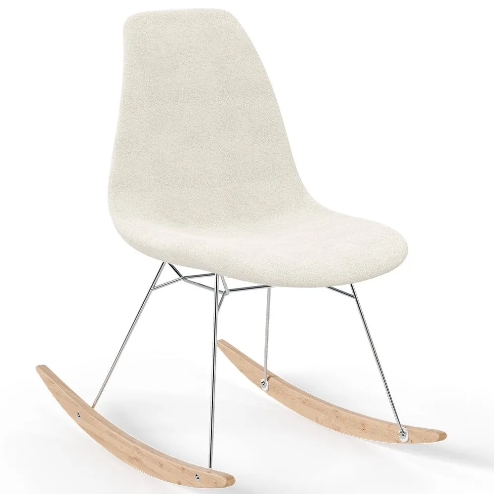 Chaise à bascule Minimaliste Bouclé – Style Nordic avec base en bois et acier - Skögur image 8
