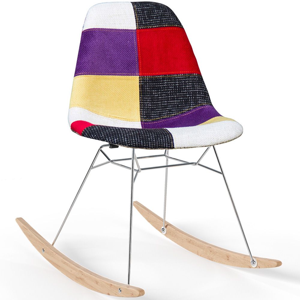 Chaise à bascule moderne Patchwork – Style nordique avec pieds en bois et acier - Skögur image 8