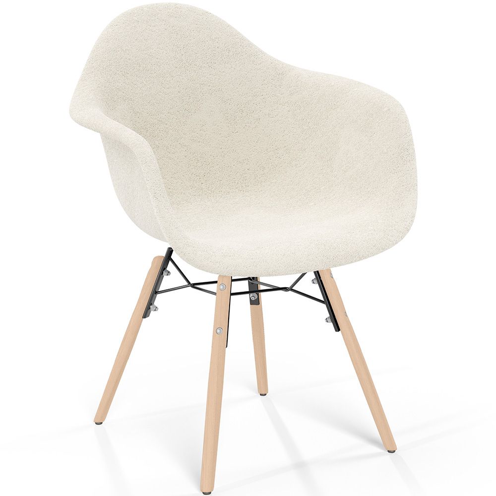 Chaise avec accoudoirs - Rembourrée en bouclé - Scandinave - Salle à manger, bureau ou salle d'attente - Nordika image 8