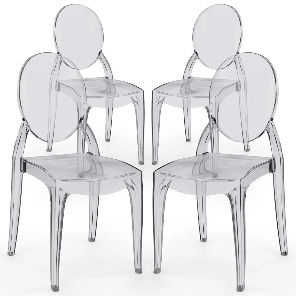 Lot de 4 chaises de salle à manger transparentes - Style Victoria  image 8