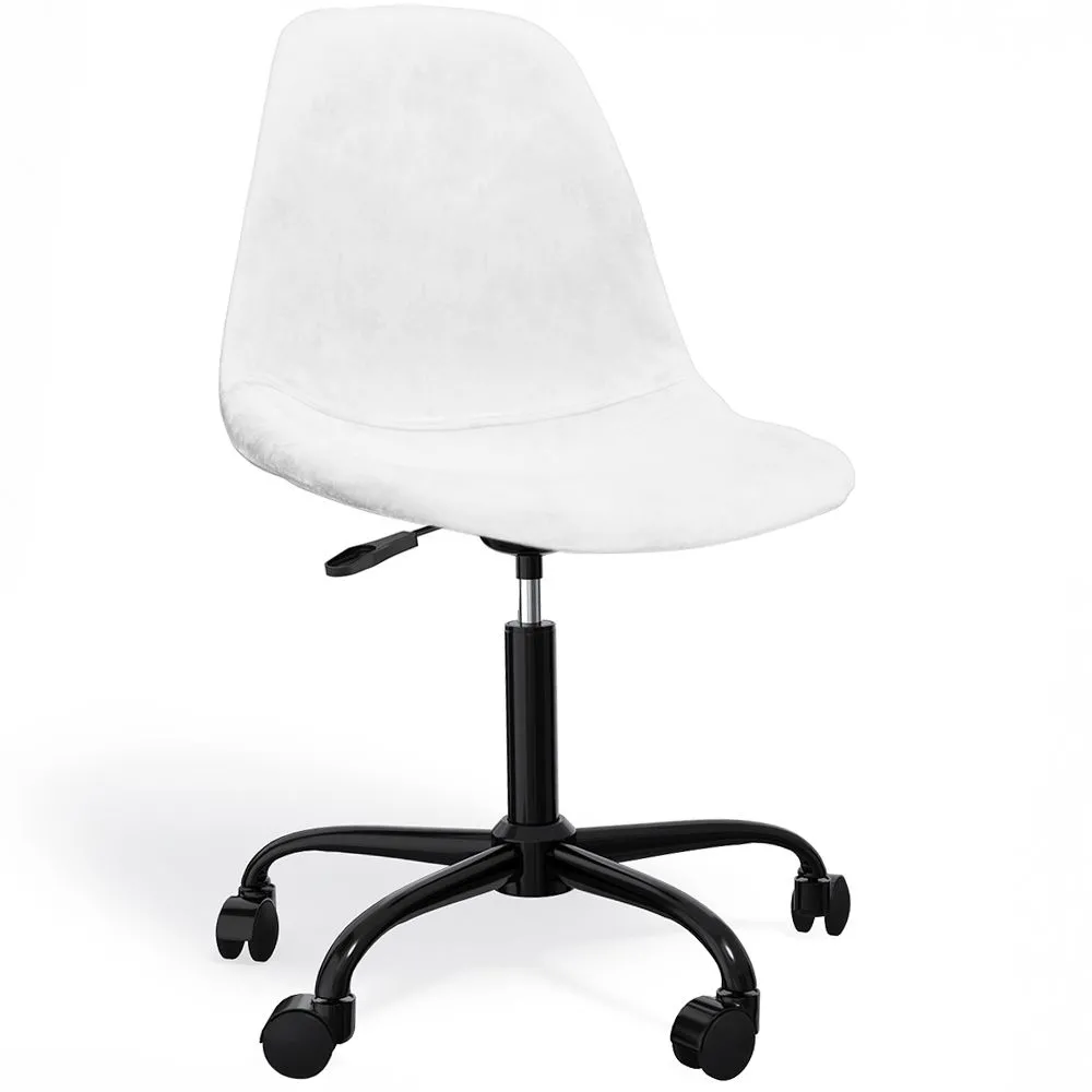 Chaise de bureau pivotante avec roues – Revêtement en velours – Pieds en acier noir - Denisse image 8