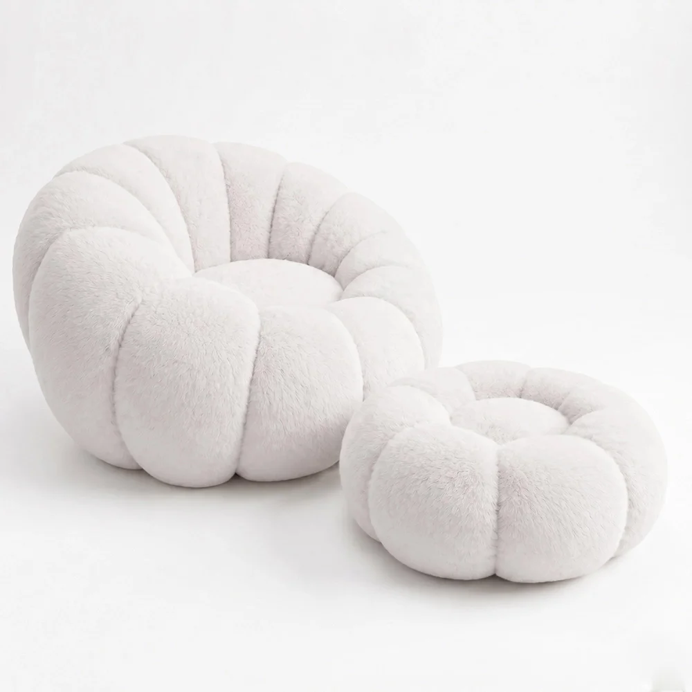 Fauteuil avec Pouf Rembourré – Tissu Doux – Rubi image 8