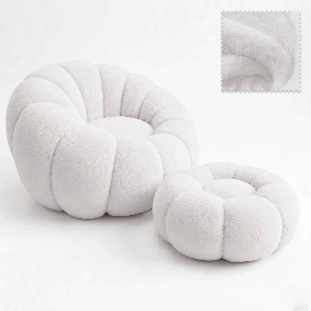 Fauteuil avec Pouf Rembourré – Tissu Doux – Rubi image 8