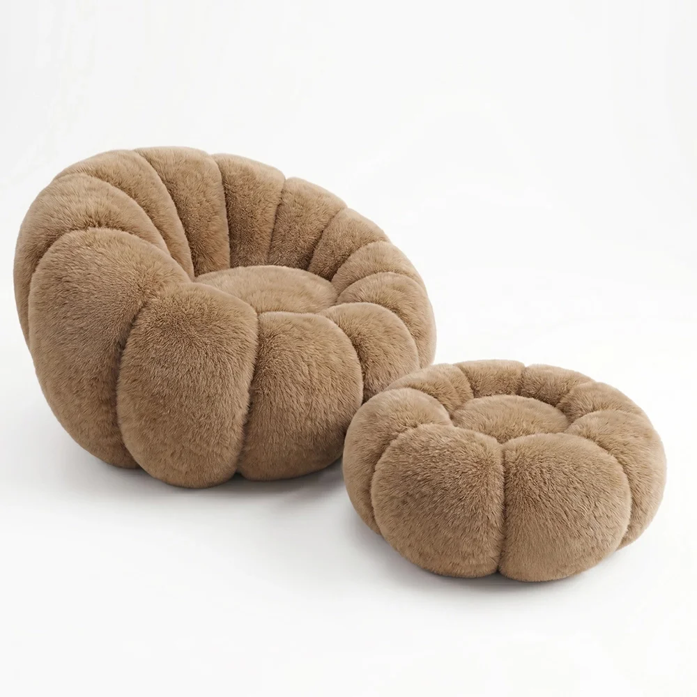 Fauteuil avec Pouf Rembourré – Tissu Doux – Rubi image 8