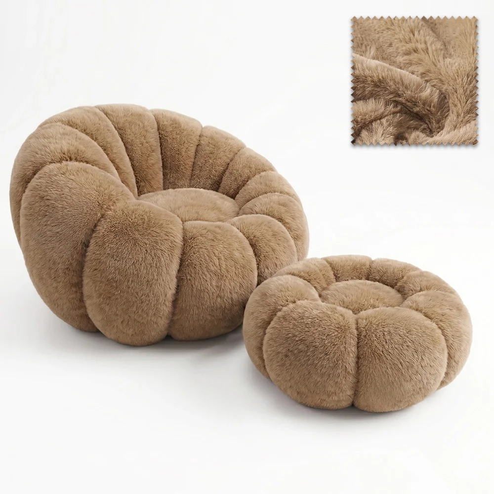Fauteuil avec Pouf Rembourré – Tissu Doux – Rubi image 8
