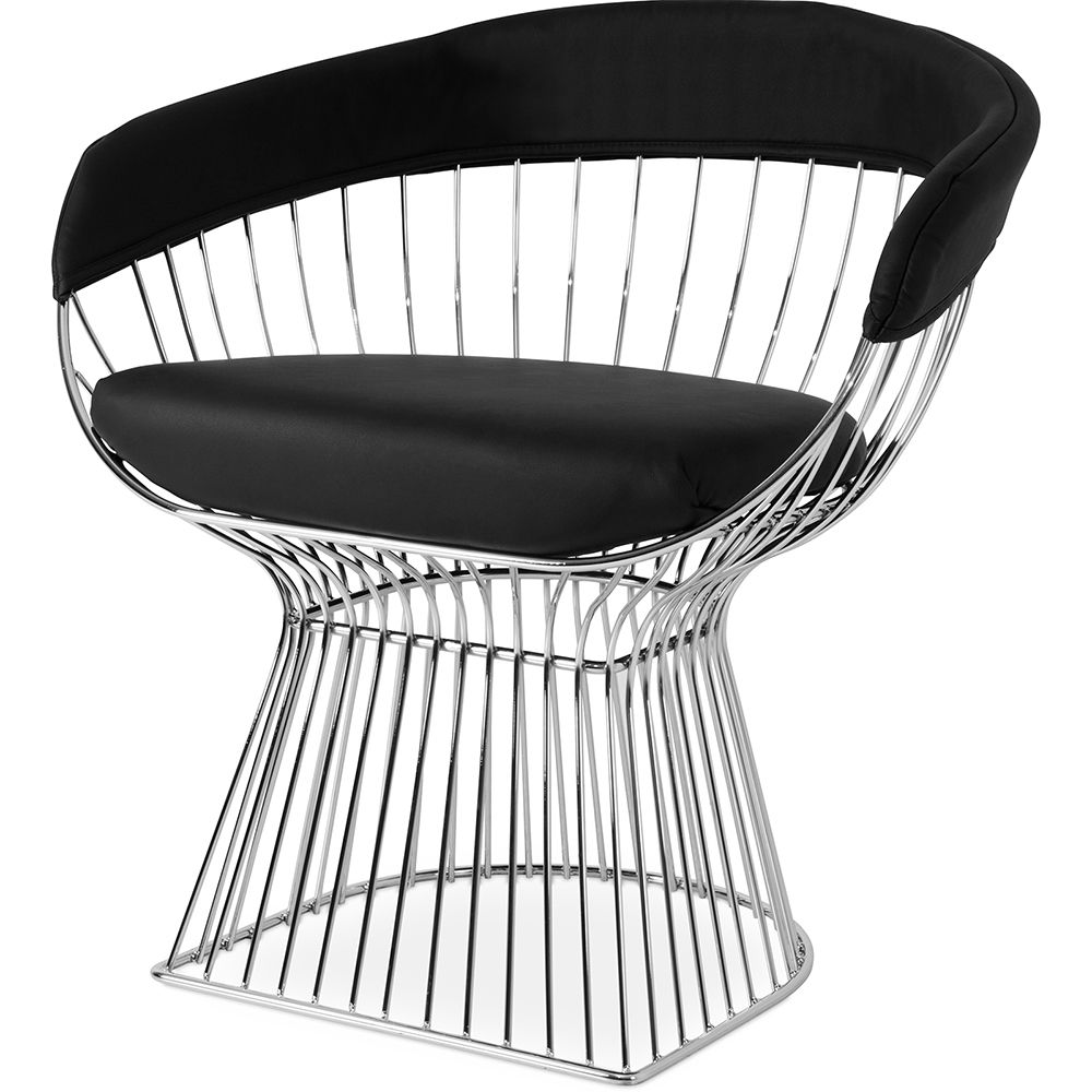 Chaise de salle à manger avec accoudoirs - Cuir et métal - Barrel image 8