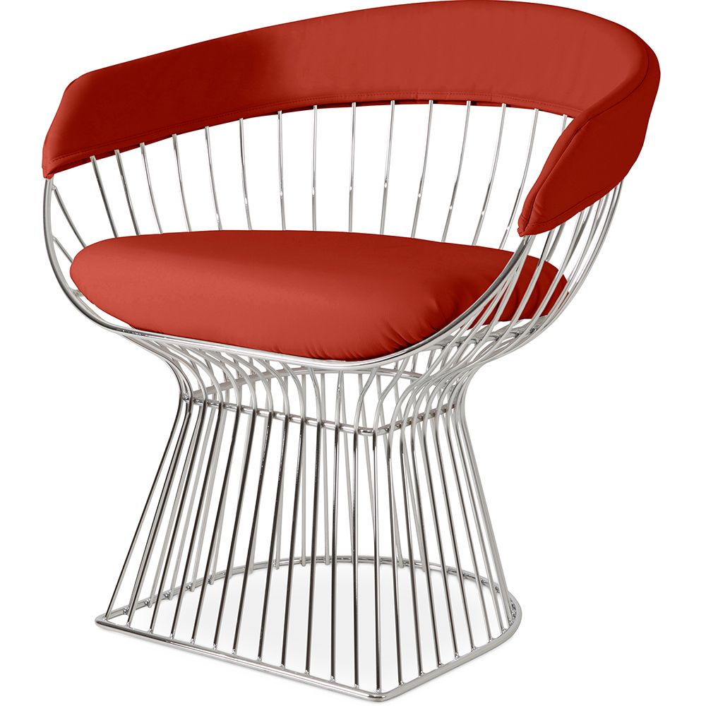 Chaise de salle à manger avec accoudoirs - Cuir et métal - Barrel image 8