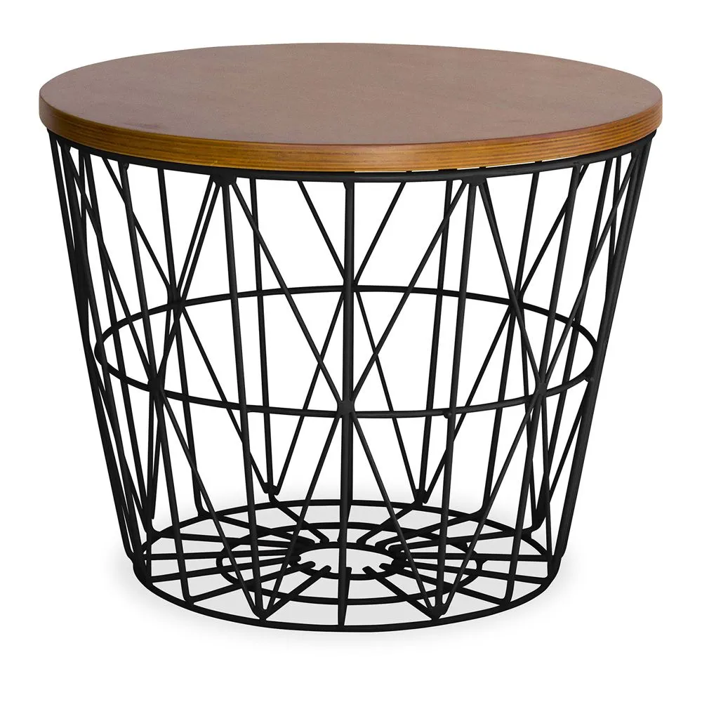 Table d'appoint ronde - Design industriel - Bois et métal - Basker image 8