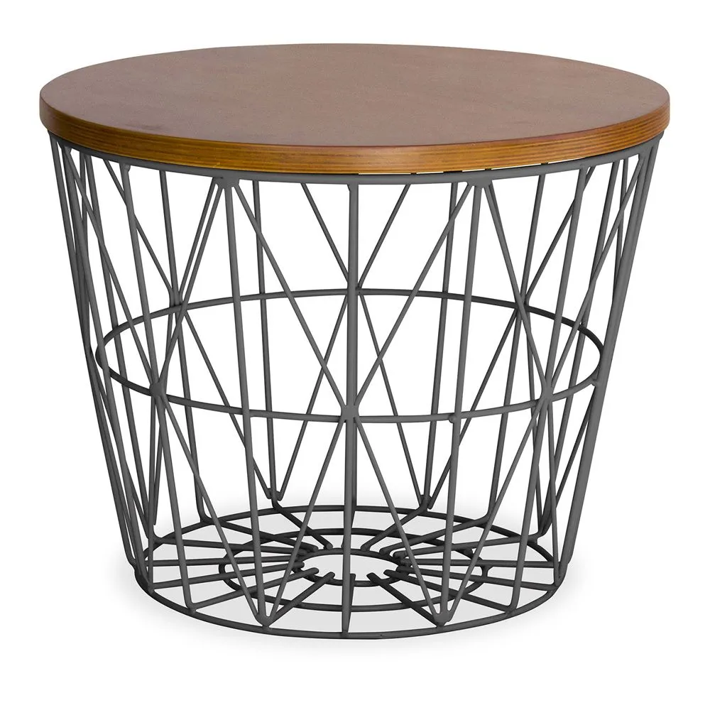 Table d'appoint ronde - Design industriel - Bois et métal - Basker image 8
