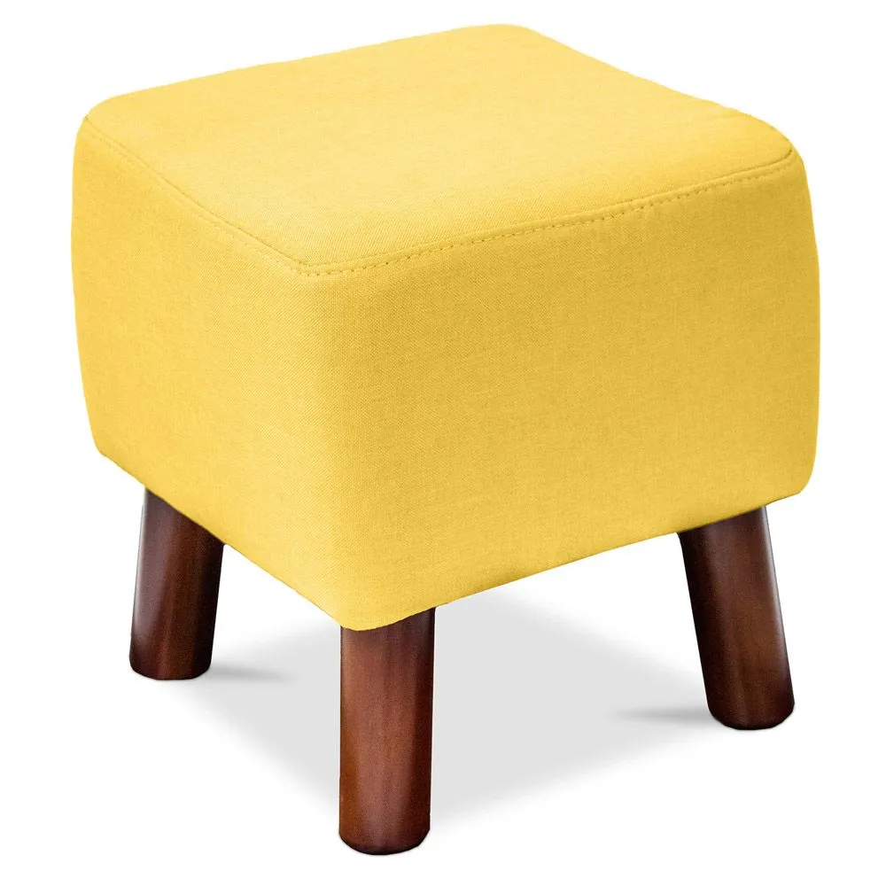 Tabouret carré - Tapissé de lin - Bois - Nor image 8