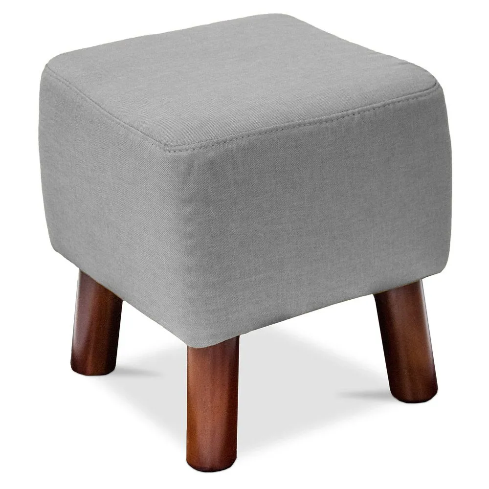 Tabouret carré - Tapissé de lin - Bois - Nor image 8