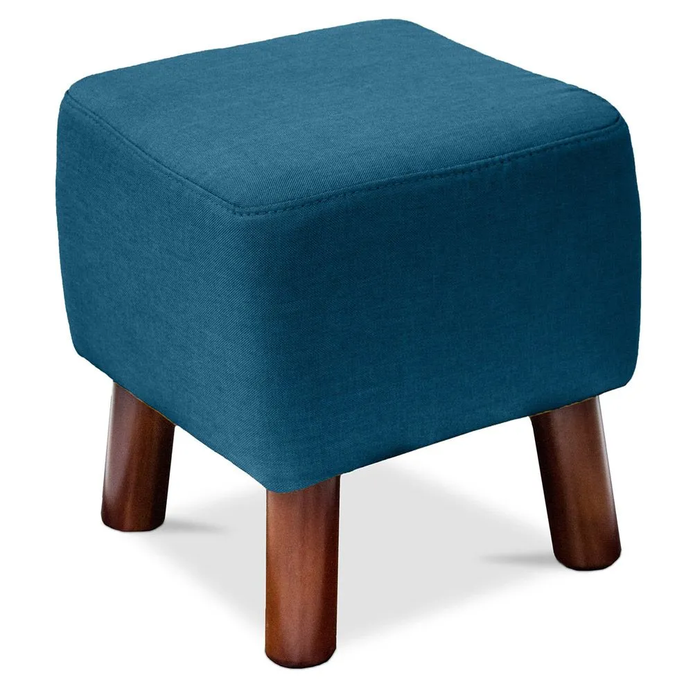 Tabouret carré - Tapissé de lin - Bois - Nor image 8