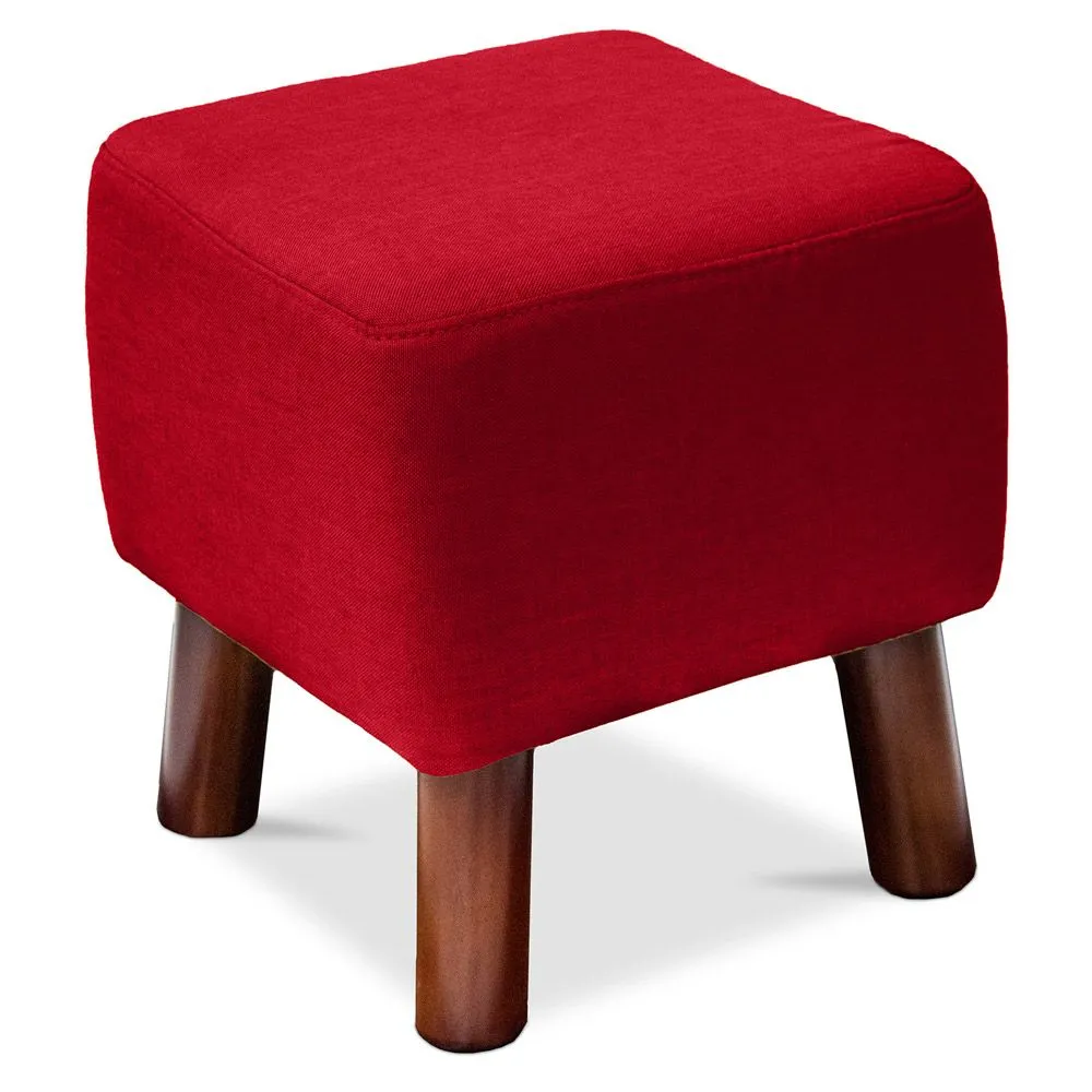 Tabouret carré - Tapissé de lin - Bois - Nor image 8