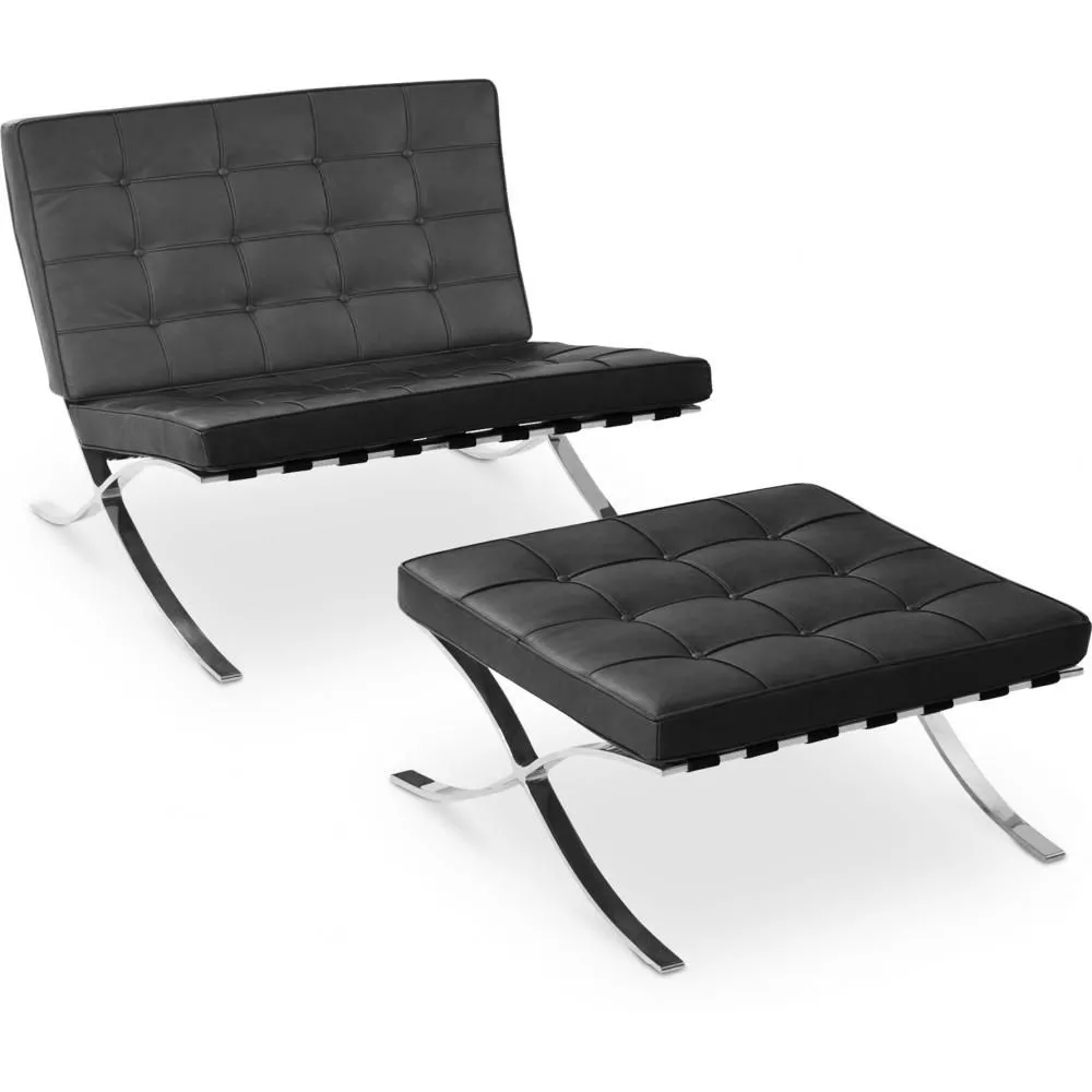 Fauteuil design avec repose-pieds - Revêtement en cuir - Town image 8