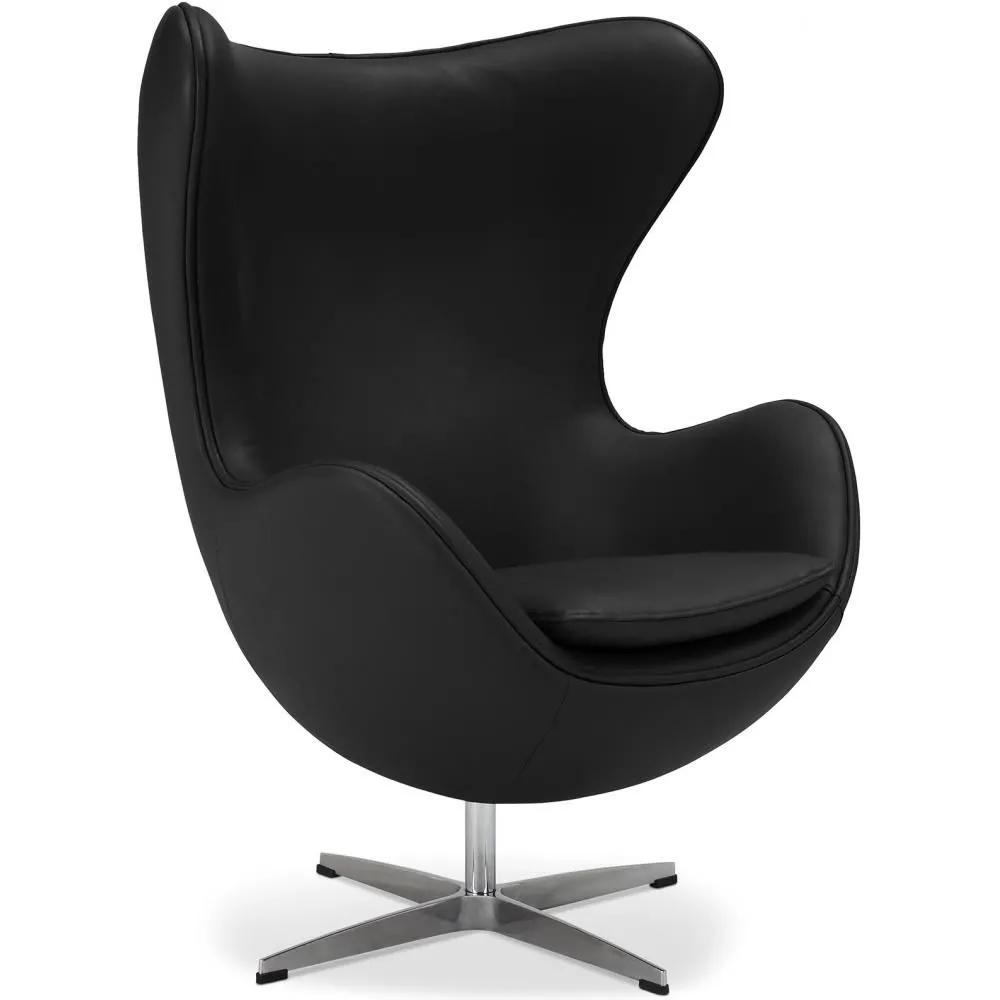 Fauteuil avec accoudoirs - Revêtement en cuir - Design en forme d'œuf - Brave image 8