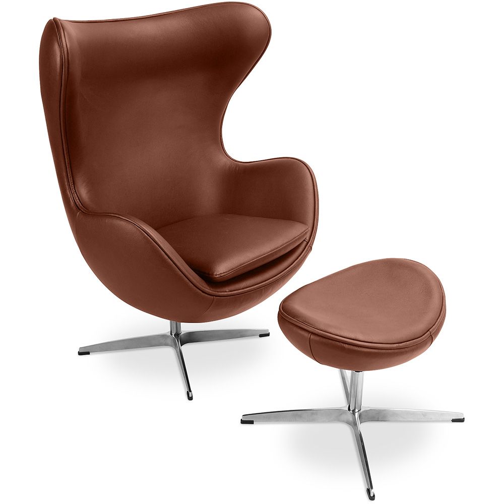  Fauteuil avec repose-pieds design en forme d'œuf - Revêtement en cuir - Brave image 8