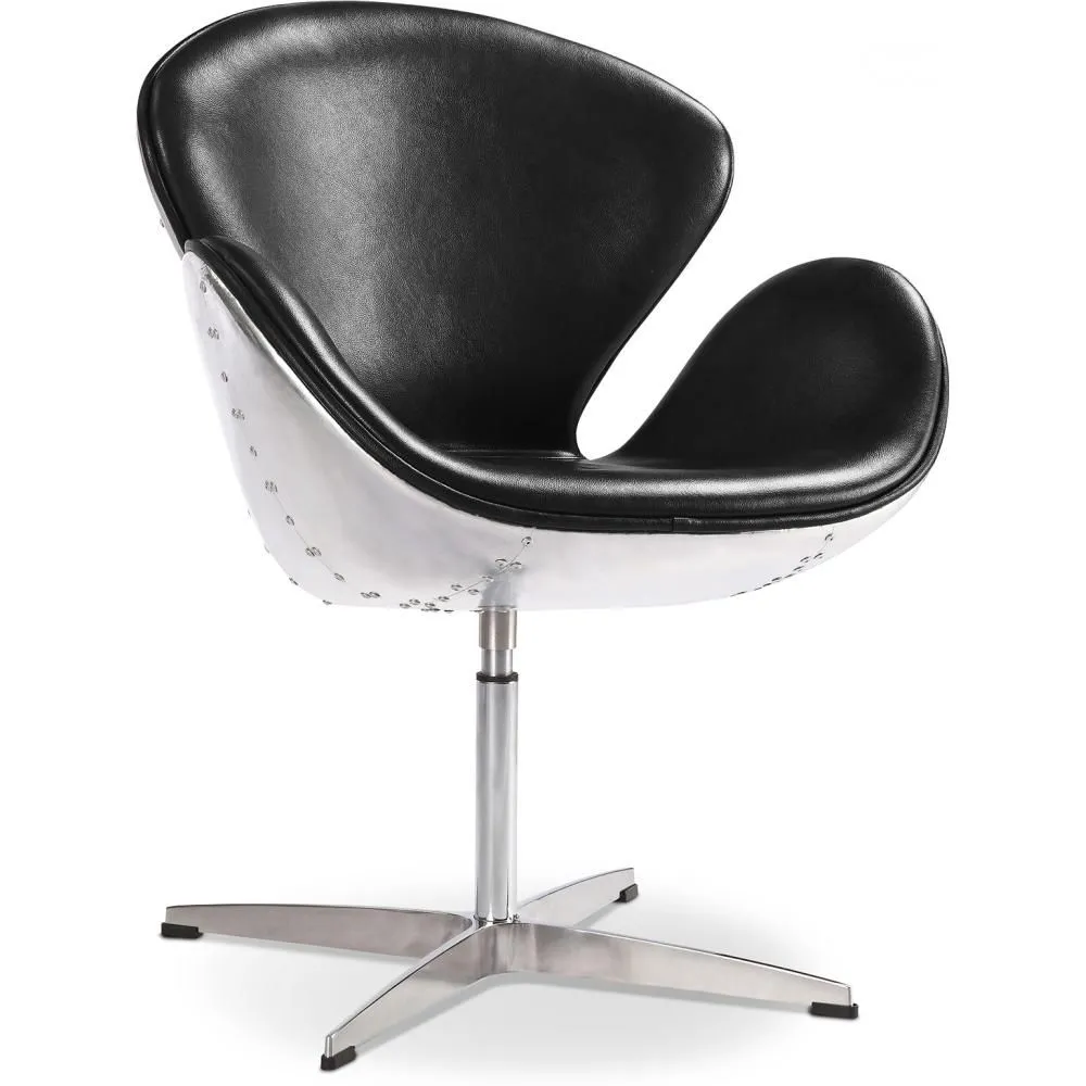 Fauteuil avec accoudoirs - Style aviateur - Revêtu de cuir - Via image 8