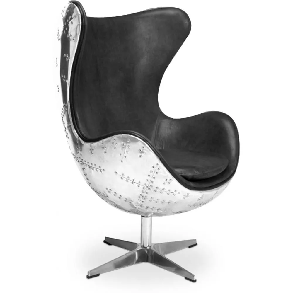 Fauteuil Design avec Accoudoirs - Design Oeuf - Cuir et Métal - Cocoon image 8