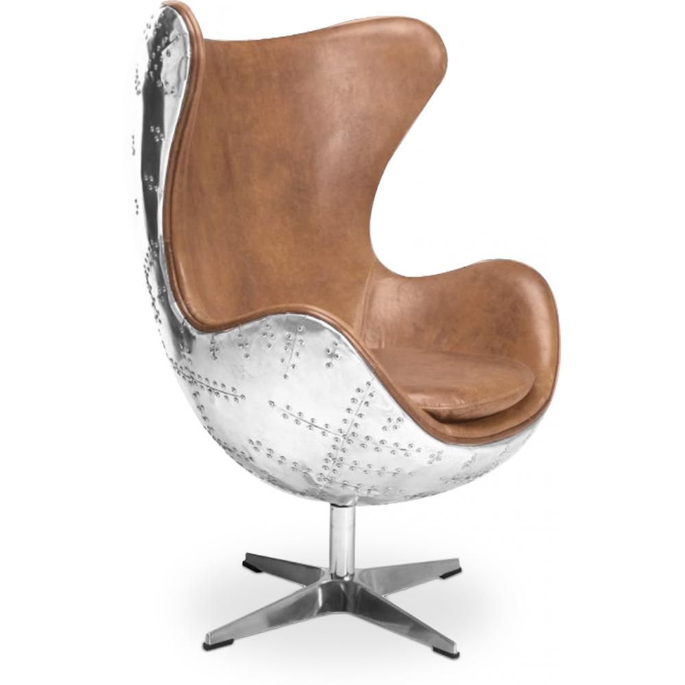 Fauteuil Design avec Accoudoirs - Design Oeuf - Cuir et Métal - Cocoon image 8
